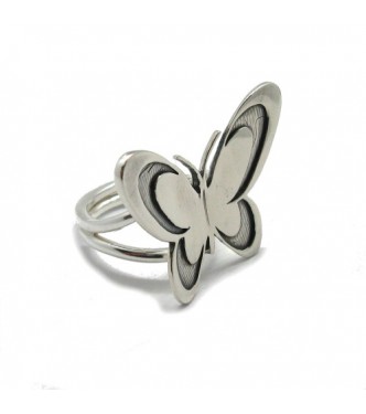 R001847 Handmade sterling silver ring solid 925 adjustable size Butterfly
